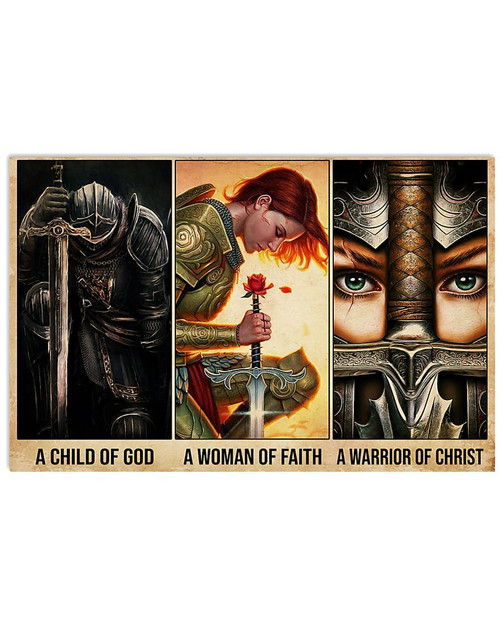 A child of god woman of faith warrior of christ poster canvas