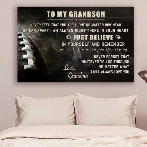 American Football Grandma Grandson Just Believe poster canvas