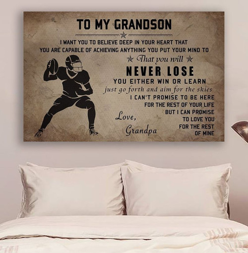 American Football Grandpa To Grandson Never Lose poster canvas