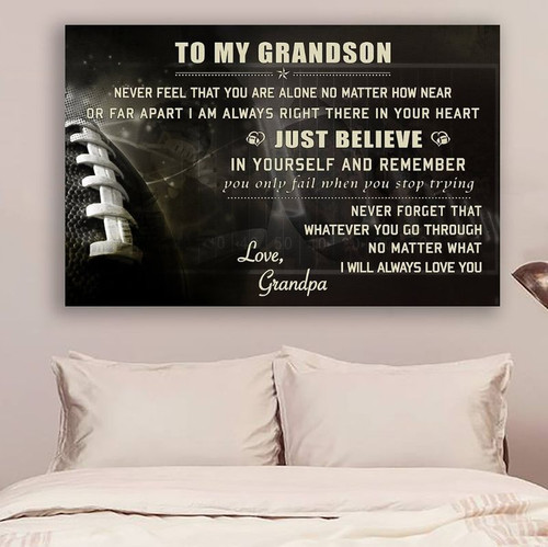 American Football Grandpa Grandson Just Believe poster canvas