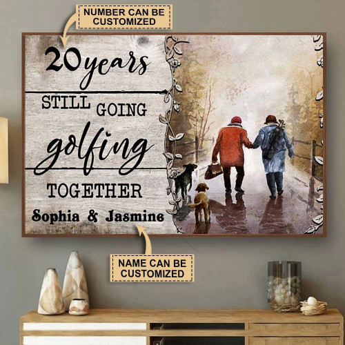 20 Years Still Going Golfing Together Personalized Golfing Poster Gift For Couple With Custom Name Poster
