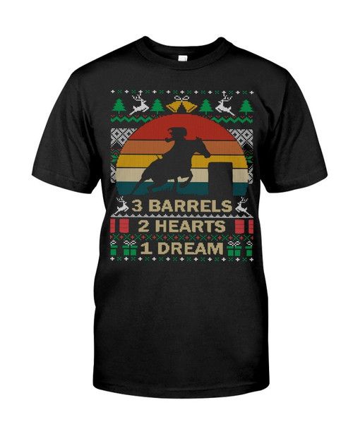 3 Barrels 2 Hearts 1 Dream Christmas Cowgirl Classic T-shir tgift for Cowgirls Christmas Holiday Lovers Tshirt