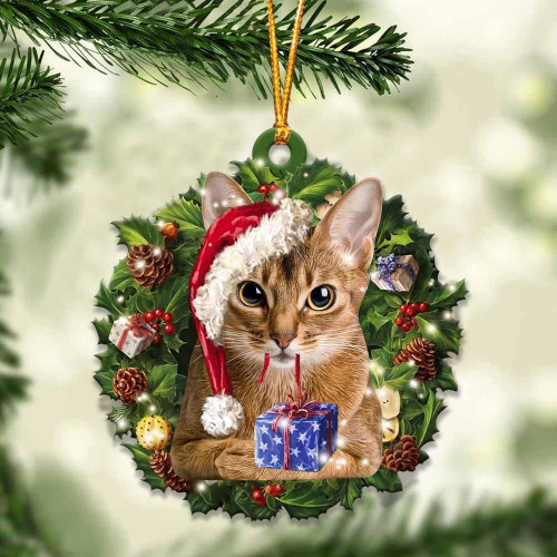 Abyssinian cat and Christmas gift for Abyssinian cat lover ornament Festive christmas tree decoration gift for Him For Her