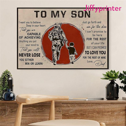 American Veteran From Dad To Son Veterans Day Us Navy Army Poster Canvas Best Gift For Son For Veteran Poster
