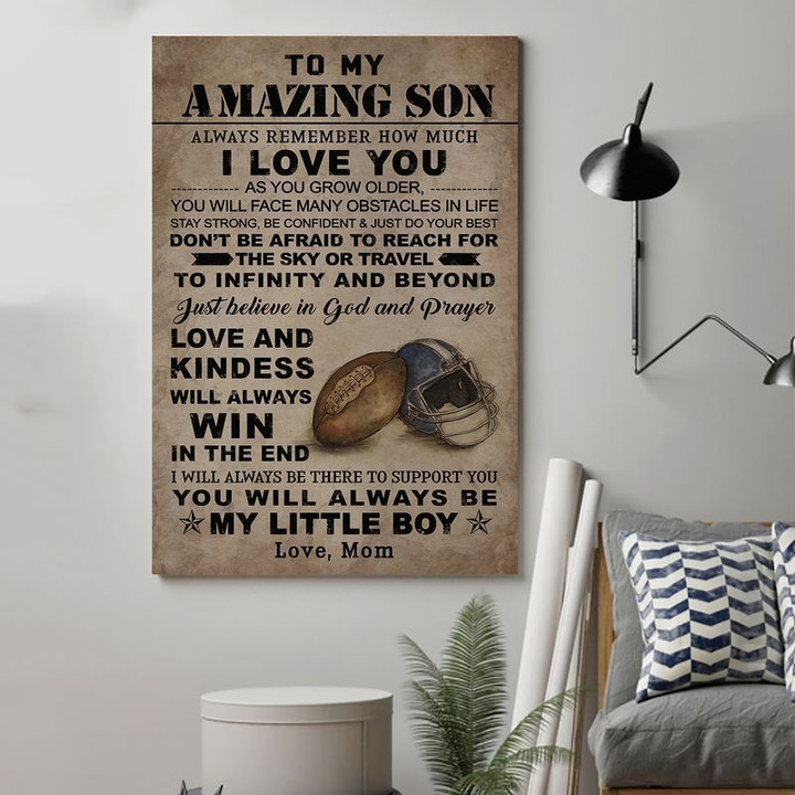 American Football Mom To Son Always Remember poster canvas