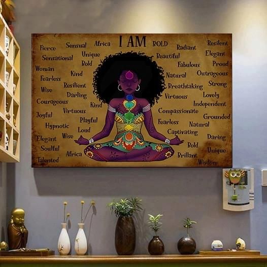 Afro yoga girl i am africa bold radiant seasual fierce bold brilliant playful poster