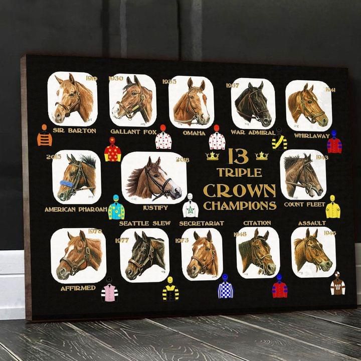 13 Triple Crown Champions Canvas horse poster