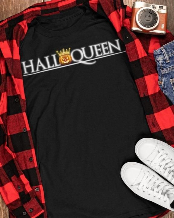Halluween Halloqueen Pumpkin Crown Quote Black T-Shirt Gift For Halloween Holiday Lovers