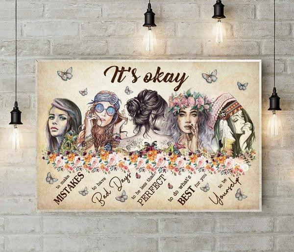 Hippie Woman It's Okay To Make Mistakes I Have Bad Days Poster Canvas Gift For Hippie Lovers