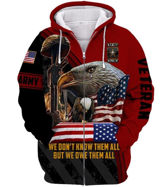 We Don't Know Them All But We Owe Theem All Ealge Us Flag On Independence Day Hoodie Gift For Veteran