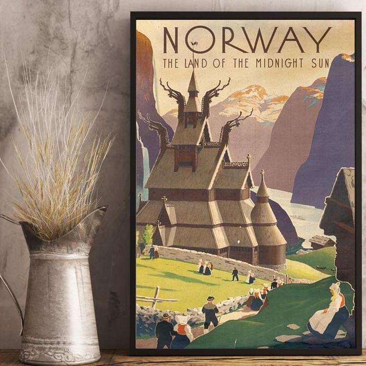 Norway The Land Of The Midnight Sun Art Vintage Home Decor Poster Canvas Gift For Norway Lovers Visitors