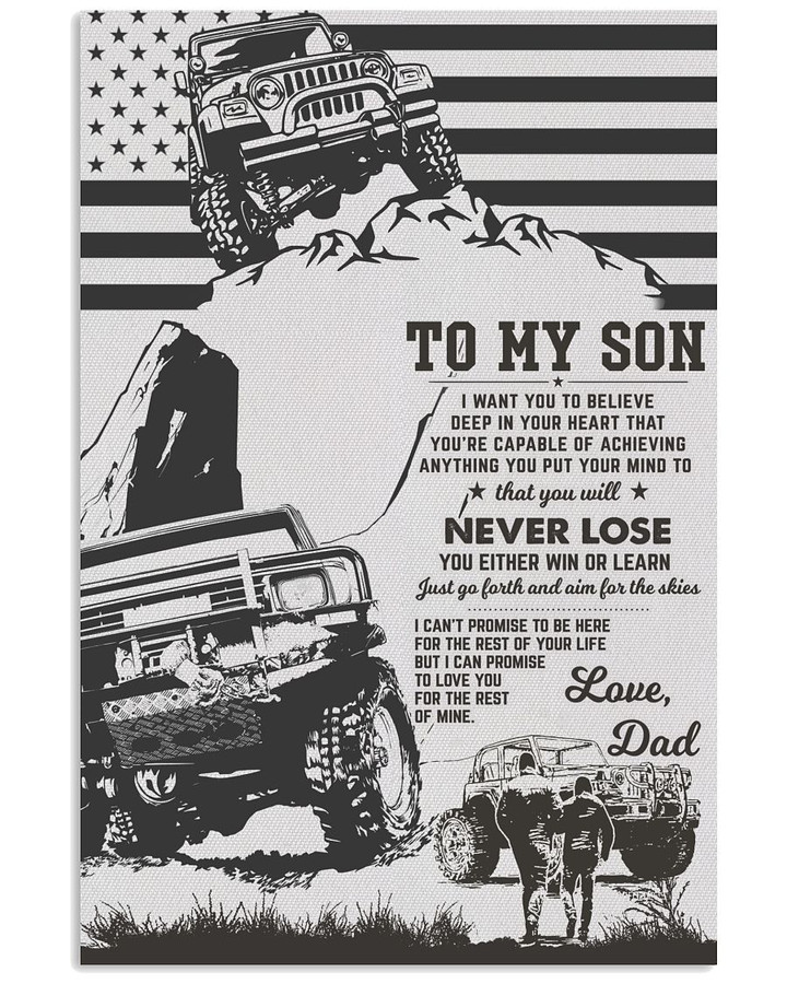 From Dad To My Son You Will Never Lose You Either Win Or Learn Mountain Rider Adventure Sport US Flag poster canvas gift for Dads