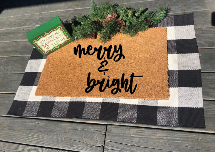 Merry And Bright Merry Christmas Welcome Doormat Gift For Christmas Holiday Lovers Winter Decor