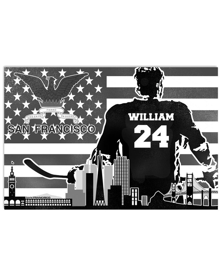 Personalized Ice Hockey Player Proud Dad Proud Mom San Francisco US Flag poster gift with custom name number for Dads and Moms