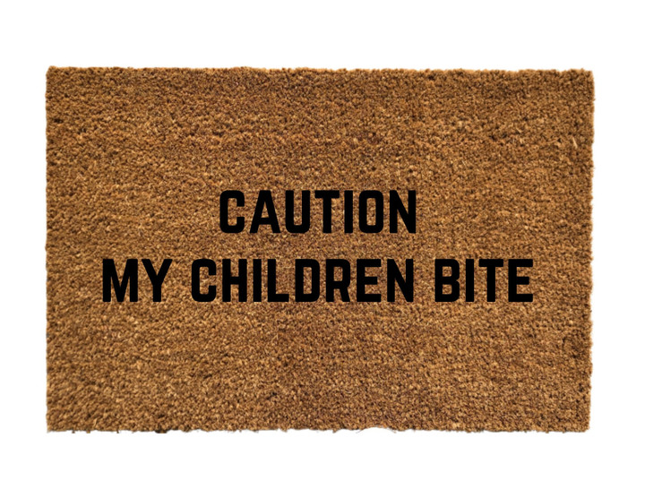 Caution My Children Bite Welcome Funny Doormat Gift For Housewarming Home Decor