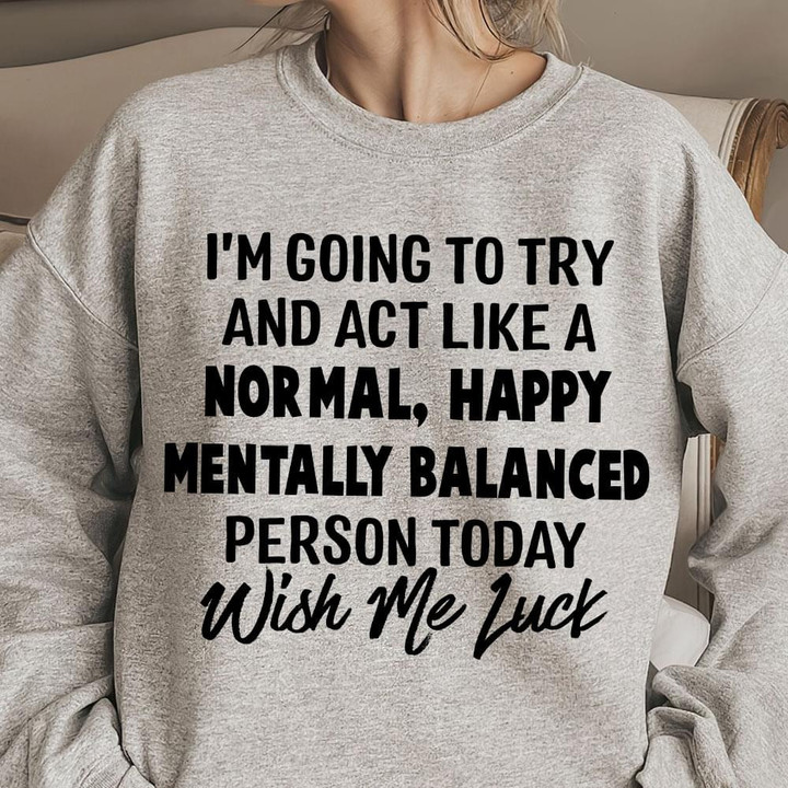 I Am Going To Try And Act Like A Normal Happy Mentally Balanced Sweater Best Gift For Him For Her