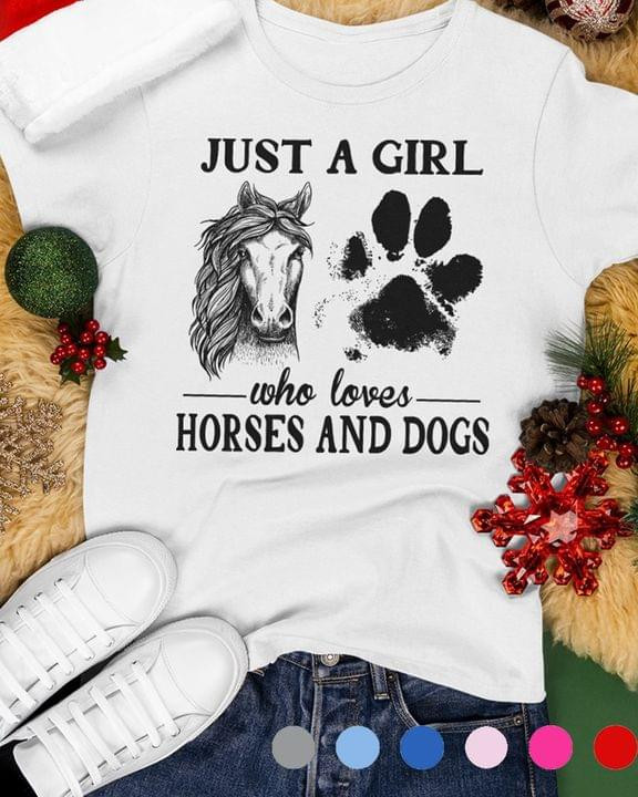 Just A Girl Who Loves Horses And Dogs Classic T-Shirt Gift For Horses Lovers Dogs Lovers