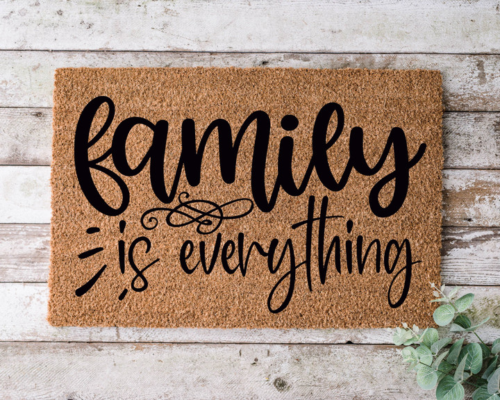 Family Is Everything Welcome Doormat Gift For Housewarming Party Owners Home Decor