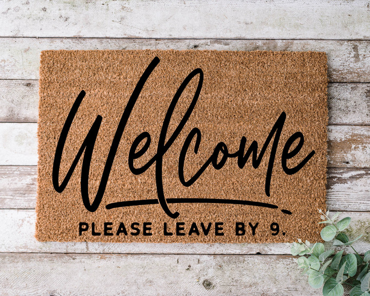 Welcome Please Leave By 9 Merry Christmas Doormat Gift For Christmas Holiday Lovers Winter Decor