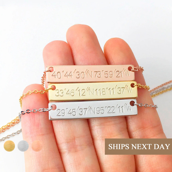 Custom Coordinate Necklace Personalized Jewelry Mom From Daughter Sister Necklace Custom Jewelry Children Necklace Gold Name Necklace -4N