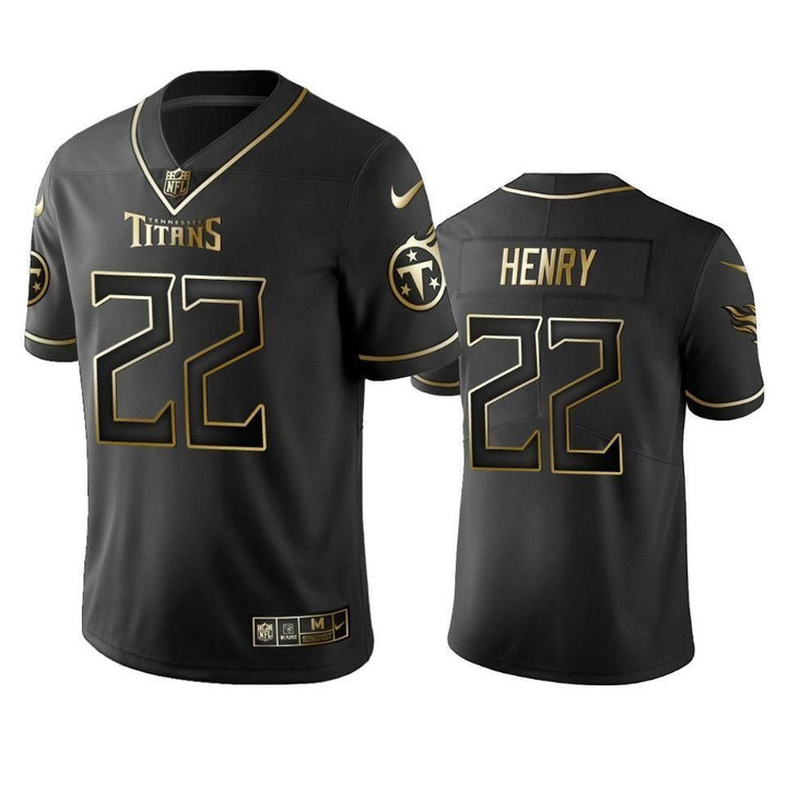 Tennessee Titans #22 Derrick Henry Black Golden Edition Jersey