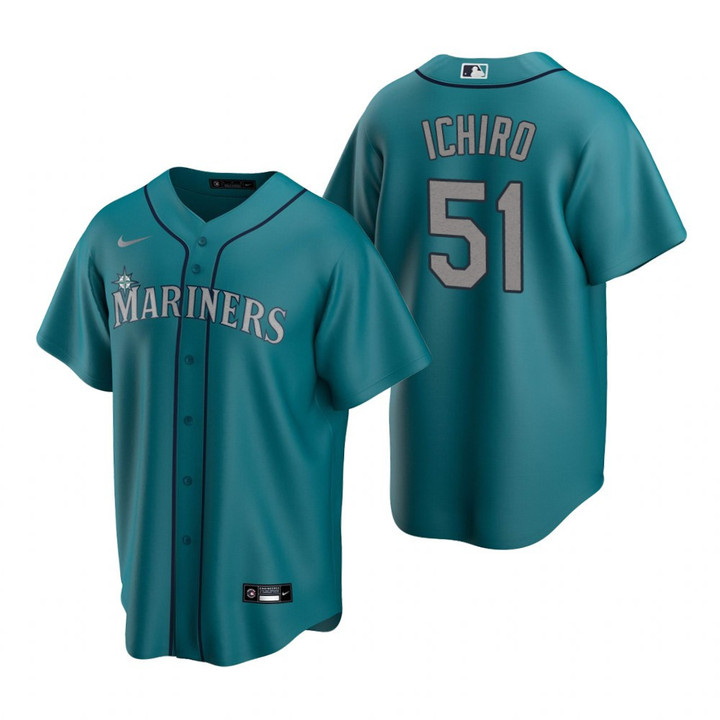 Mens Seattle Mariners #51 Ichiro Suzuki 2020 Alternate Aqua Jersey Gift For Mariners Fans