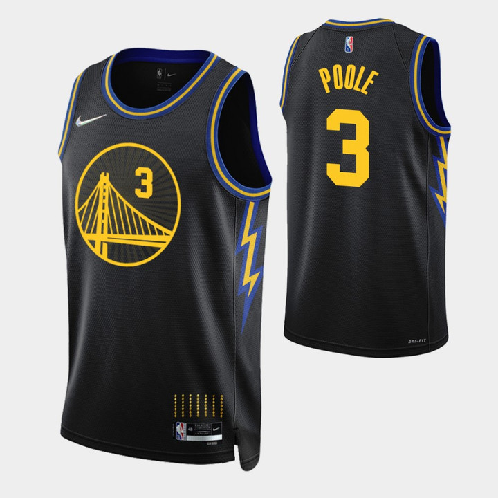 Golden State Warriors Jordan Poole 3 2021-22 City Edition Black Jersey Gift For Warriors Fans