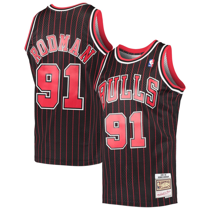 Dennis Rodman Chicago Bulls Hardwood Classics Black Jersey gift for Chicago Bulls fans