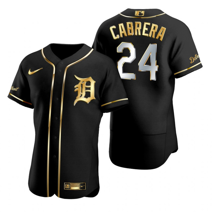 Detroit Tigers #24 Miguel Cabrera Golden Edition Black Jersey Gift For Tigers Fans