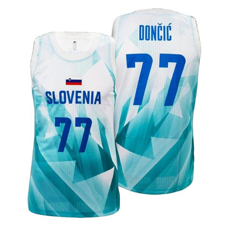 Slovenia Luka Doncic #77 Basketball Light Aqua Color Jersey Gift For Doncic Fans