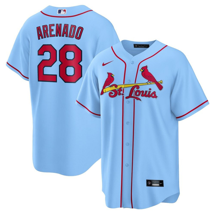 Mens St Louis Cardinals Nolan Arenado Light Blue Alternate Official Player Jersey Gift For St Louis Cardinals Fans