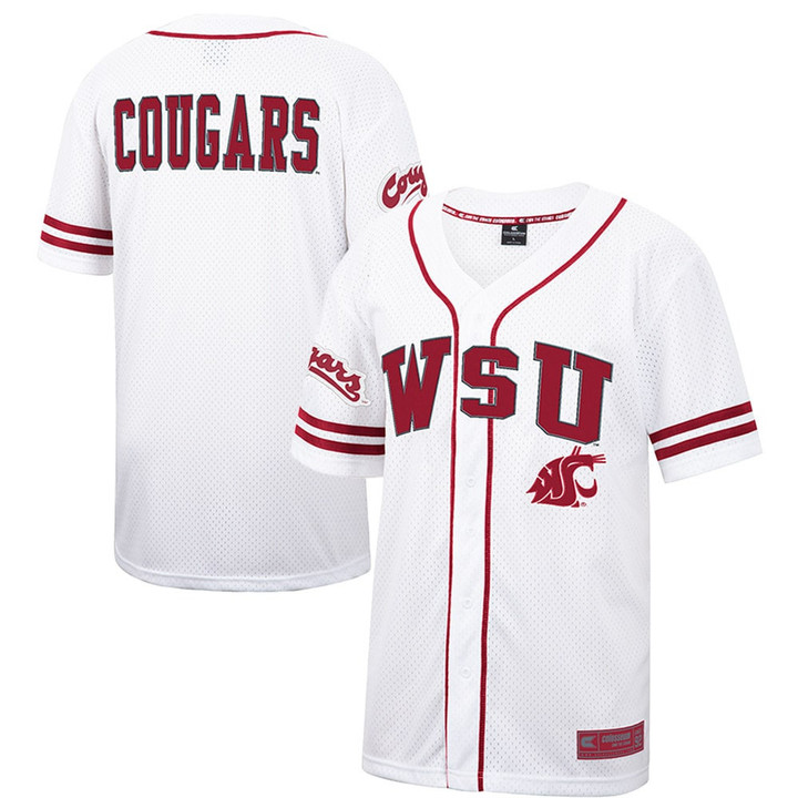 Washington State Cougars Colosseum Free Spirited Baseball Jersey White/crimson