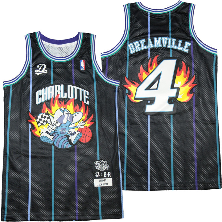 4 Dreamville X Charlotte Hornets Graham Black Jersey