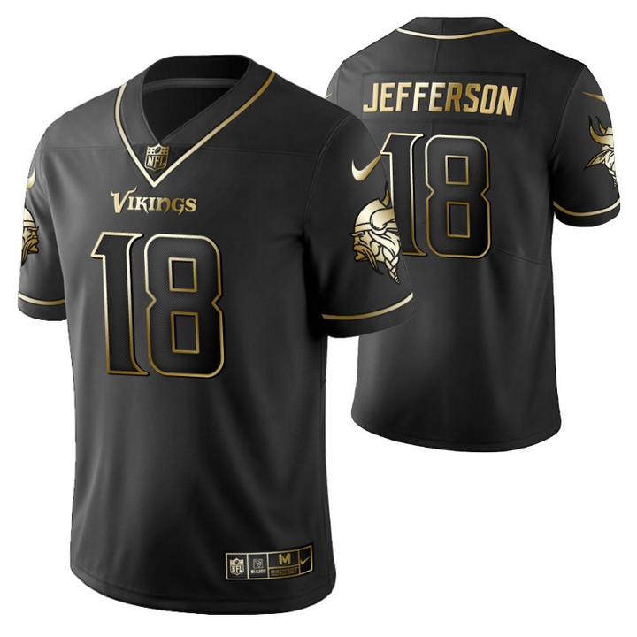 Minnesota Vikings Justin Jefferson 18 2021 Golden Edition Black Jersey Gift For Vikings Fans