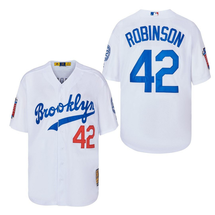 Brooklyn Dodgers Jackie Robinson #42 White Baseball Jersey Gift For Robinson Fans