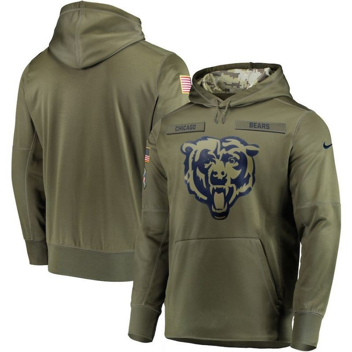 Chicago Bears Olive Salute To Service Personalized Hoodie Jersey