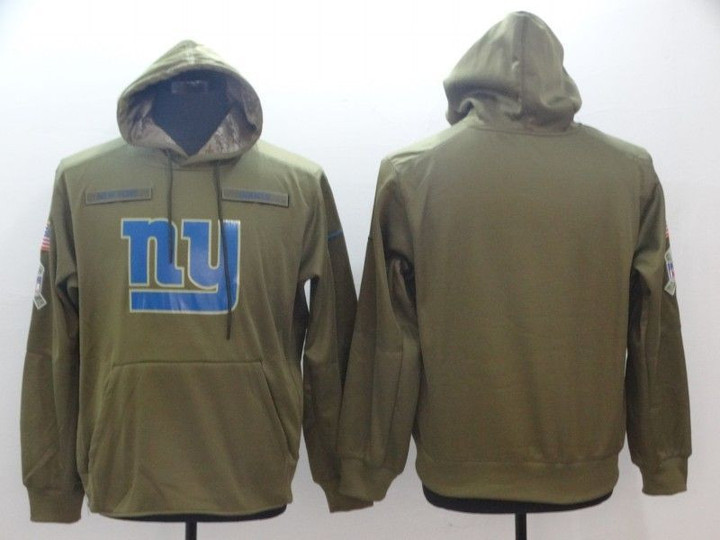 New York Giants Olive Salute To Service Personalized Hoodie Jersey