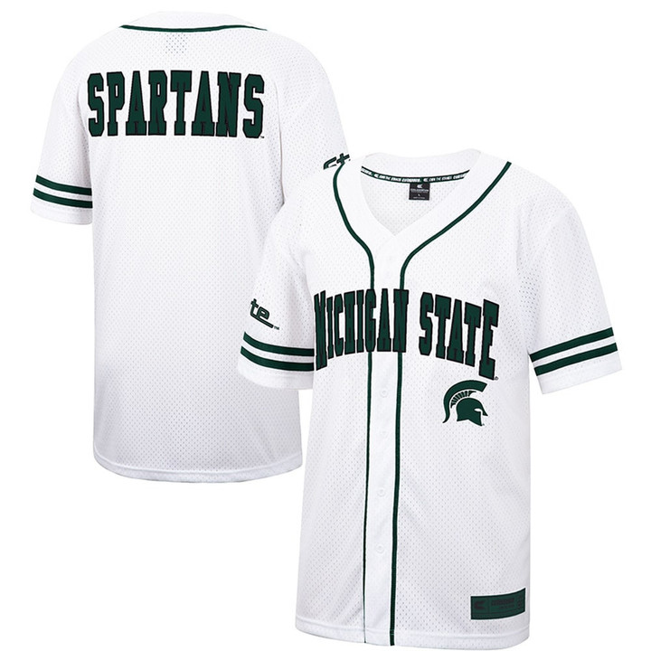 Michigan State Spartans Colosseum Free Spirited Baseball Jersey White/green