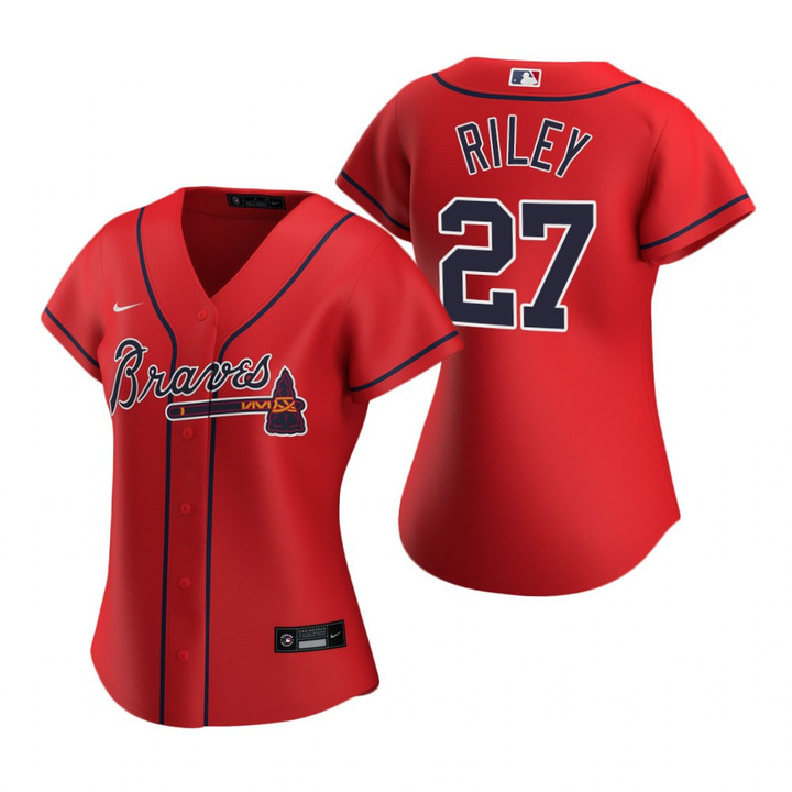 Women's Atlanta Braves #27 Austin Riley Red 2020 Alternate Jersey Gift For Atlanta Braves Fan