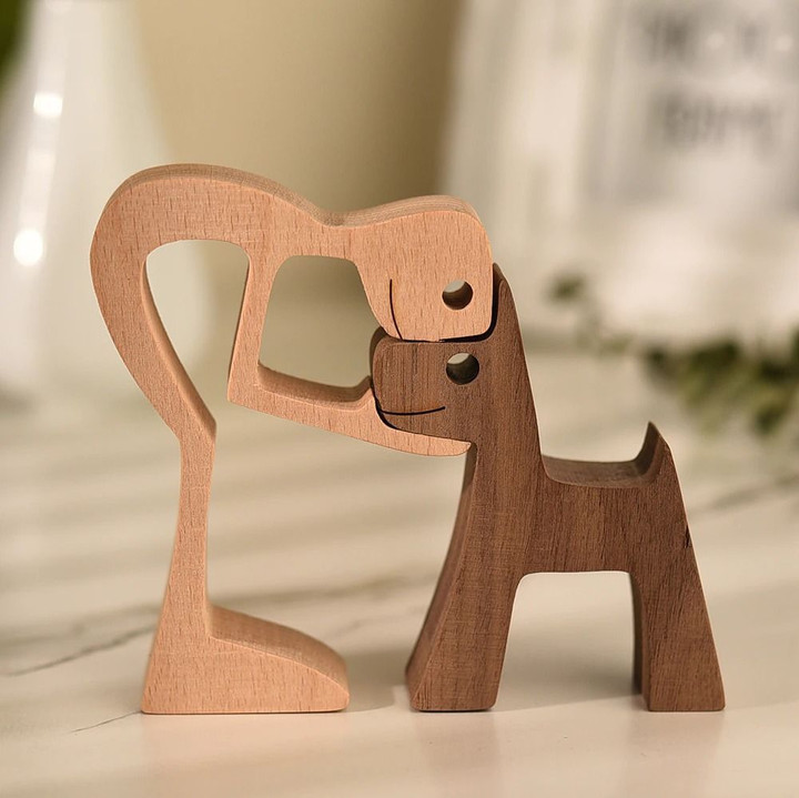 ✅ Wooden Dog Carved Ornament