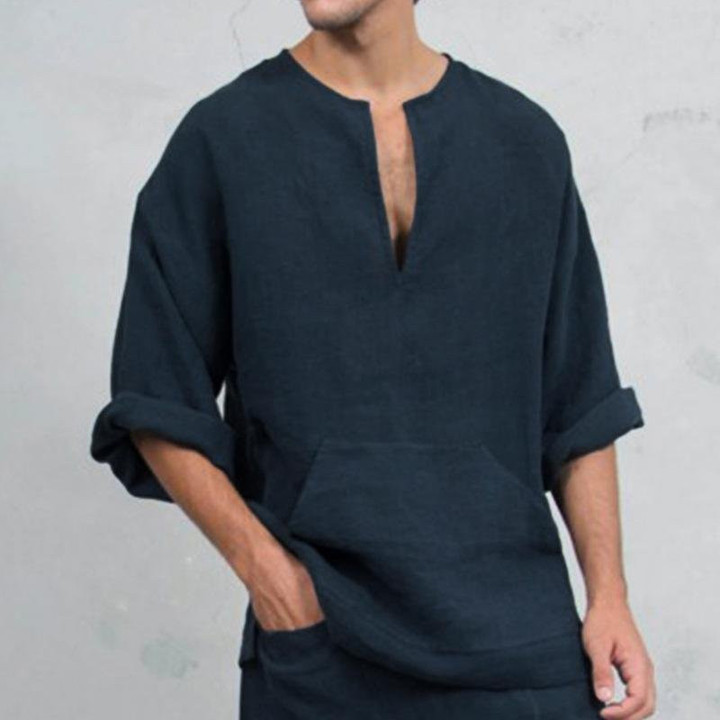 🎁 Men's Ethnic Style Linen Long-Sleeved T-Shirt