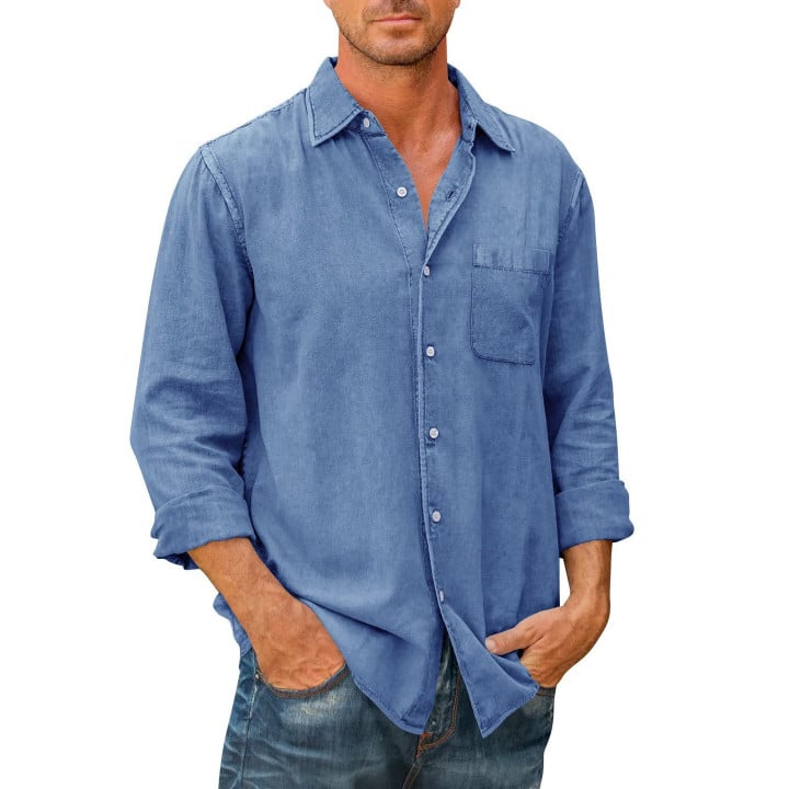 Men's Solid Color Pocket Cotton Long Sleeve Shirt 🔥HOT DEAL - 50% OFF🔥