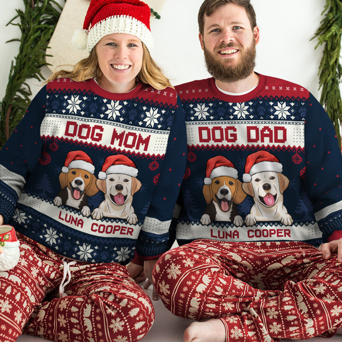 Dog Mom Dog Dad - Unisex Ugly Christmas Sweatshirt