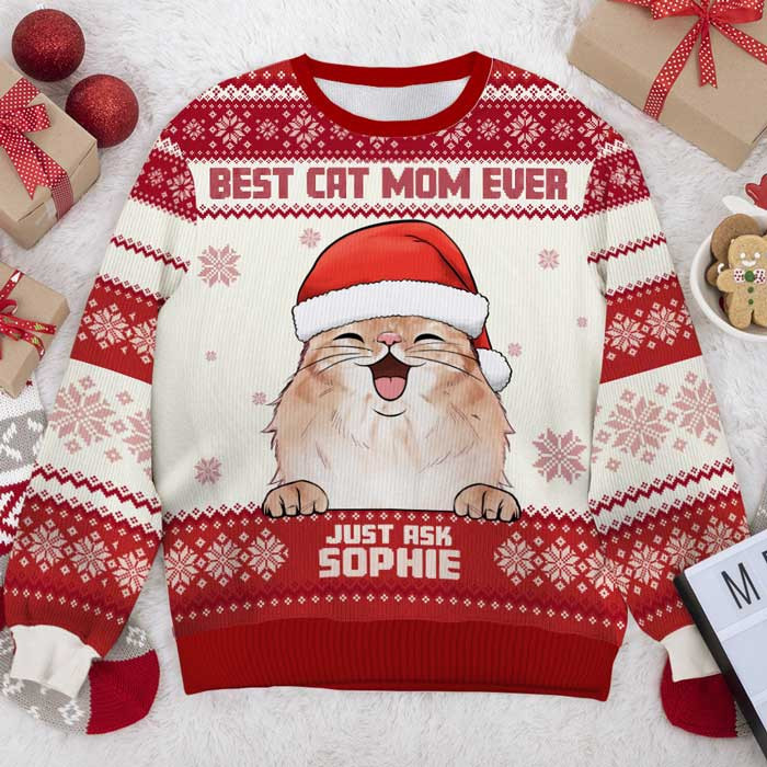 Best Cat Mom& Dad Ever - Unisex Ugly Christmas Sweatshirt