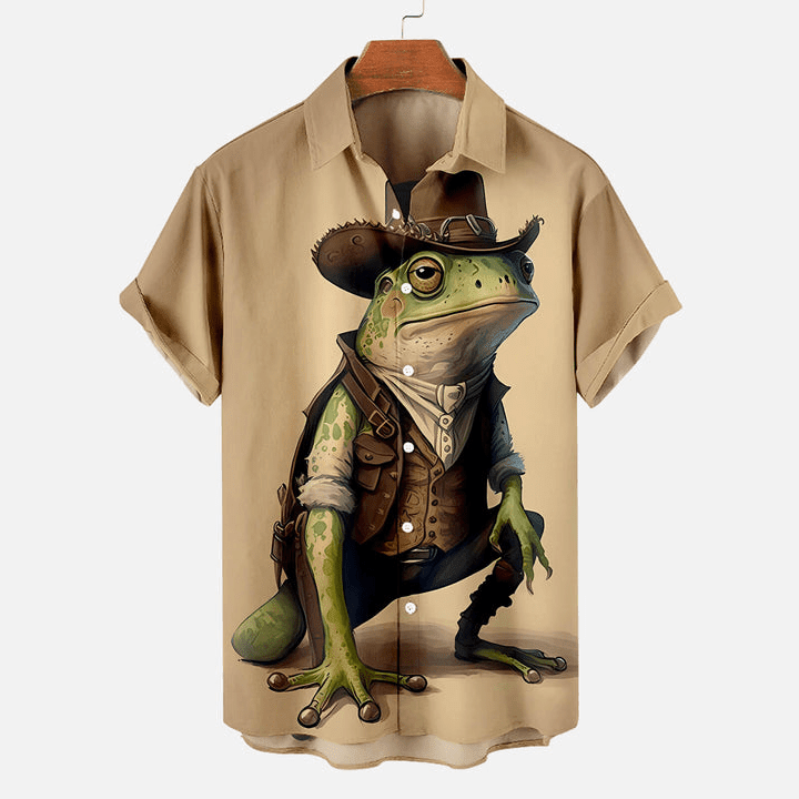 Funny Frog Pattern Men's Short Sleeve Shirt