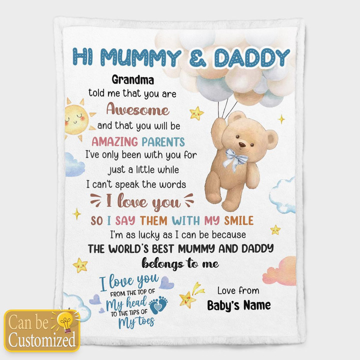 HI MUMMY AND DADDY - CUSTOMIZED BLANKET - 29T0323
