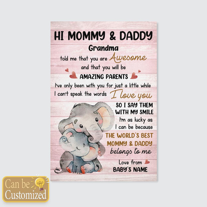 HI MOMMY AND DADDY - CUSTOMIZED CANVAS - 101T1122