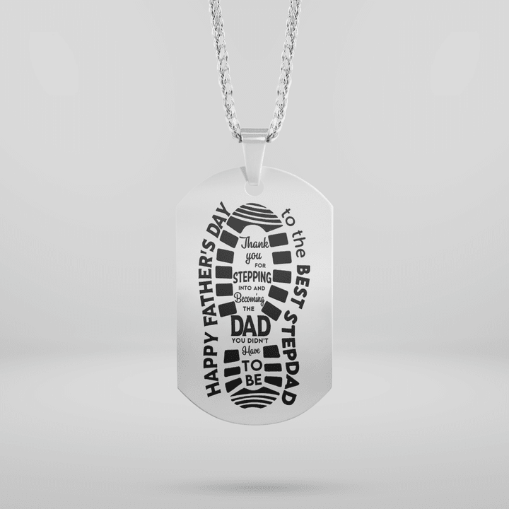 HAPPY FATHER'S DAY TO THE BEST STEPDAD - NECKLACE/ KEYCHAIN - 273T0522