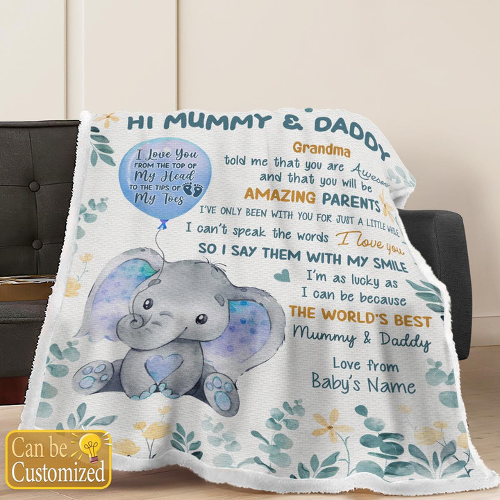 HI MUMMY AND DADDY - CUSTOMIZED BLANKET - 66t0223
