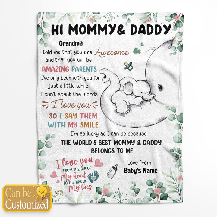 HI MOMMY AND DADDY - CUSTOMIZED BLANKET - 37T0323